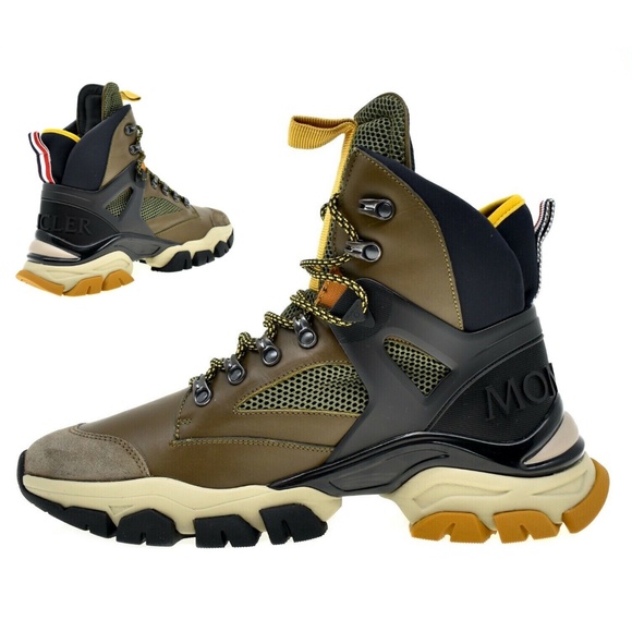 Moncler Tristan Hiking Sneaker Boots Brown Size 10 New - Picture 1 of 8